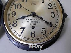 SETH THOMAS, WORLD WAR II, US MARITIME SHIPS CLOCK, BAKELITE CASE, RUNNING withKEY