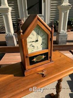 Serviced 1948 SETH THOMAS Sharon 7W Steeple Chime Clock Maple Post-WWII Warranty