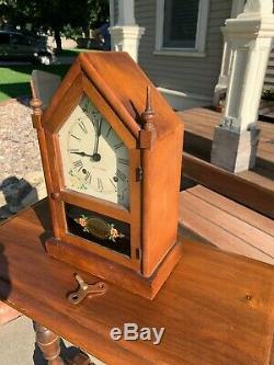 Serviced 1948 SETH THOMAS Sharon 7W Steeple Chime Clock Maple Post-WWII Warranty