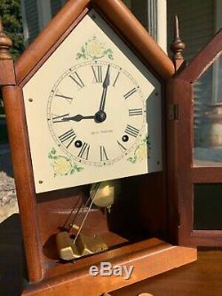 Serviced 1948 SETH THOMAS Sharon 7W Steeple Chime Clock Maple Post-WWII Warranty