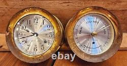 Set Brass Seth Thomas Corsair Ship's Clock & Barometer CAT 1504 Model E537-010