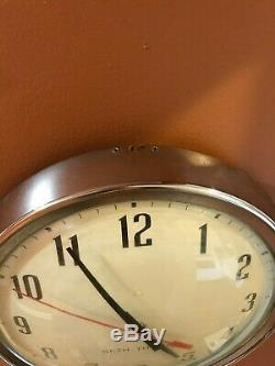 Seth Thomas 14 1/4 Manager Electric Wall Clock Chrome CAT 611 Industrial SS18D