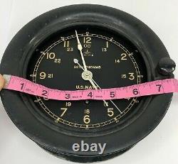 Seth Thomas 1942 US Navy Military 24 Hour Deck Boat Clock PARTS NO GLASS WithKEY