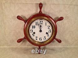 Seth Thomas 8 Day Lever Clock with Seconds Hand Runs Ships Wheel Case