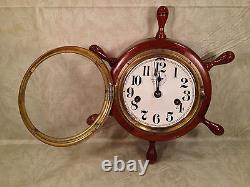 Seth Thomas 8 Day Lever Clock with Seconds Hand Runs Ships Wheel Case