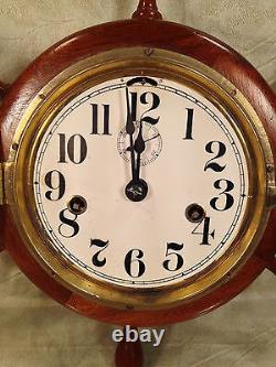 Seth Thomas 8 Day Lever Clock with Seconds Hand Runs Ships Wheel Case