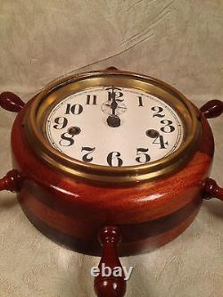 Seth Thomas 8 Day Lever Clock with Seconds Hand Runs Ships Wheel Case