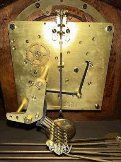 Seth Thomas 8 Day Pendulum Wooden Tambour ART DECO #125 Mantle Clock Vtg
