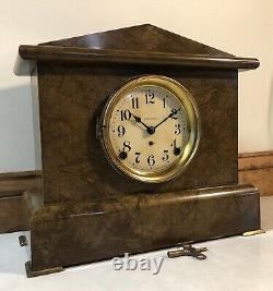 Seth Thomas Adamantine 8 Day Time and Strike Mantel Shelf Table Clock