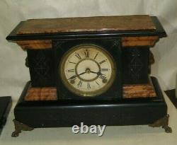 Seth Thomas Adamantine Art Noveau Mantel Chime Clock 8 Day Working