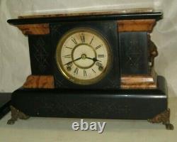 Seth Thomas Adamantine Art Noveau Mantel Chime Clock 8 Day Working