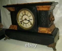 Seth Thomas Adamantine Art Noveau Mantel Chime Clock 8 Day Working