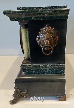 Seth Thomas Adamantine Faux Marble Mantle Clock Antique Circa 1880 Keeps Time