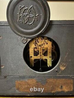Seth Thomas Adamantine Mantle Clock, 1880s, Lion Head detail, key & weight