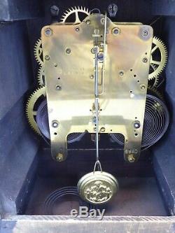 Seth Thomas Adamantine Mantle Clock Antique Wind Up Chime Pendulum Works Great