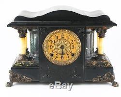 Seth Thomas Adamantine Mantle Clock Larkin Model 35 c1900 with Original Bob & Key