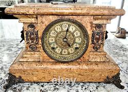 Seth Thomas Adamantine Rare Potmos Mantel Clock 8 day Chime Antique RUNS