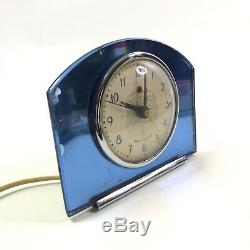 Seth Thomas Alarm Clock Blue Mirror Fancy Face Circa 1940 Art Deco