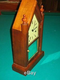 Seth Thomas Antique Steeple Shelf Mantle Clock Key Pendulum Mahogany Case 8 Day