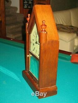 Seth Thomas Antique Steeple Shelf Mantle Clock Key Pendulum Mahogany Case 8 Day