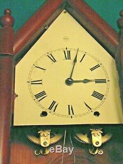 Seth Thomas Antique Steeple Shelf Mantle Clock Key Pendulum Mahogany Case 8 Day