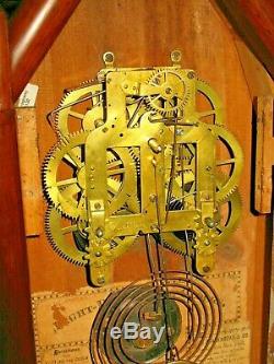 Seth Thomas Antique Steeple Shelf Mantle Clock Key Pendulum Mahogany Case 8 Day