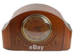 Seth Thomas Art Deco Clock Electric Wooden Mantel & Key 1940 Westminster Chime