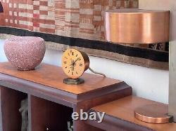 Seth Thomas Art Deco Machine Age Copper Chrome Desk Table Clock Vtg Modern Mcm