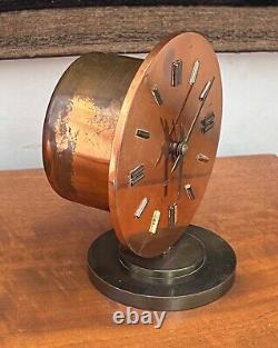 Seth Thomas Art Deco Machine Age Copper Chrome Desk Table Clock Vtg Modern Mcm