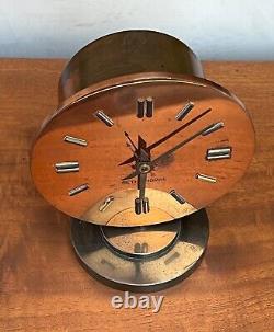 Seth Thomas Art Deco Machine Age Copper Chrome Desk Table Clock Vtg Modern Mcm