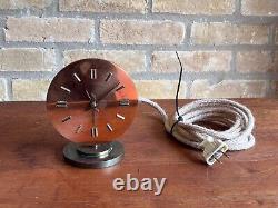 Seth Thomas Art Deco Machine Age Copper Chrome Desk Table Clock Vtg Modern Mcm