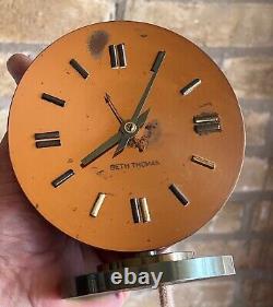 Seth Thomas Art Deco Machine Age Copper Chrome Desk Table Clock Vtg Modern Mcm