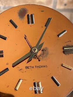 Seth Thomas Art Deco Machine Age Copper Chrome Desk Table Clock Vtg Modern Mcm