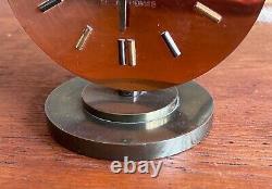 Seth Thomas Art Deco Machine Age Copper Chrome Desk Table Clock Vtg Modern Mcm