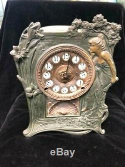 Seth Thomas Art Nouveau Clock With Key And Pendulum