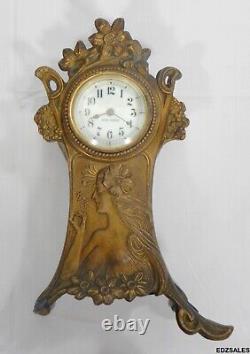 Seth Thomas Art Nouveau Figural Desk Shelf Clock Vintage Clock for Parts/Repair