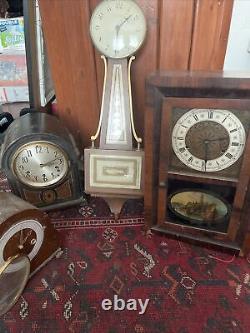 Seth Thomas Banjo Clock Spring Clock Lot Of 3 / 2 Working Good