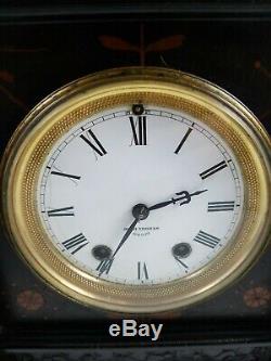 Seth Thomas Bee 1881 Antique Fine Cabinet Mantle Clock Ebonized Walnut With Key