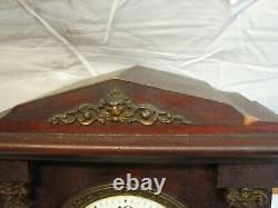 Seth Thomas Berkley Wooden Case Shelf/Mantle Chime Clock Porcelain Face Cabinet