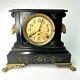 Seth Thomas Black Mantle Rams Heads Clock Antique Circa 1880's Parts/as Is