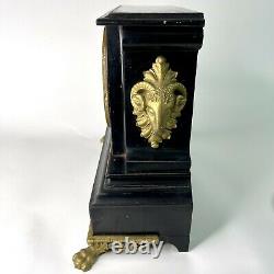 Seth Thomas Black Mantle Rams Heads Clock Antique Circa 1880's Parts/As Is