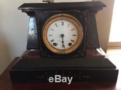 Seth Thomas Black Marble Mantle Clock w Key