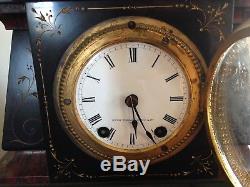 Seth Thomas Black Marble Mantle Clock w Key