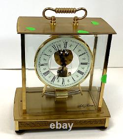 Seth Thomas Brass Glass Skeleton Carriage Mantel Clock #0792 Kundo Germany Vtg