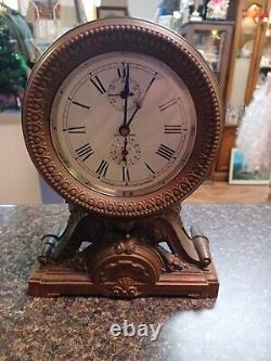 Seth Thomas Brass Mantle Clock Alarm Wind Up 1900s Art Nouveau Working See Video