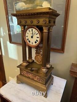 Seth Thomas Brass Regency Style Portico Mantle Clock