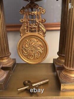 Seth Thomas Brass Regency Style Portico Mantle Clock