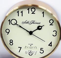 Seth Thomas Brass Round Pedestal Table Alarm Clock Tgo-1248