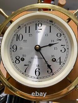 Seth Thomas Brass Ship Clock. Good Working Bell Rings to Ship Hours -JL008