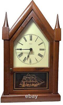 Seth Thomas Cathedral Mantle Clock 1205 Battery Vintage Works Great